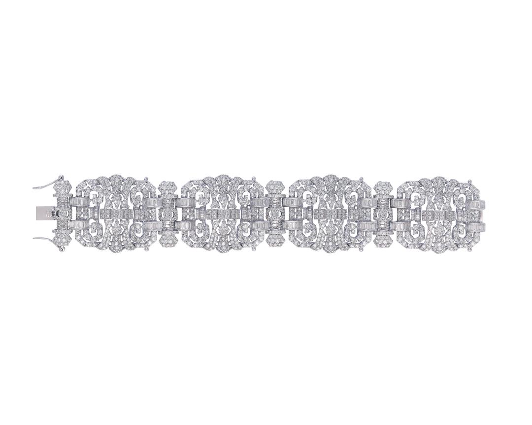 TARA DIAMOND' ROUND AND BAGUETTE ART-DECO BRACELET