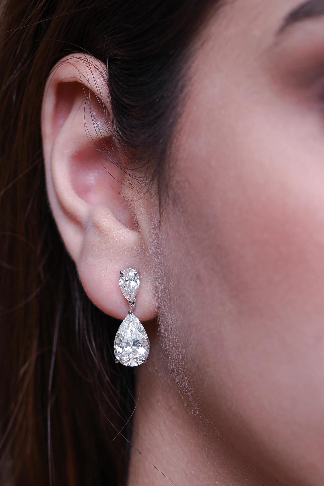 DEWDROP' SOLITAIRE PEAR DIAMOND EARRINGS