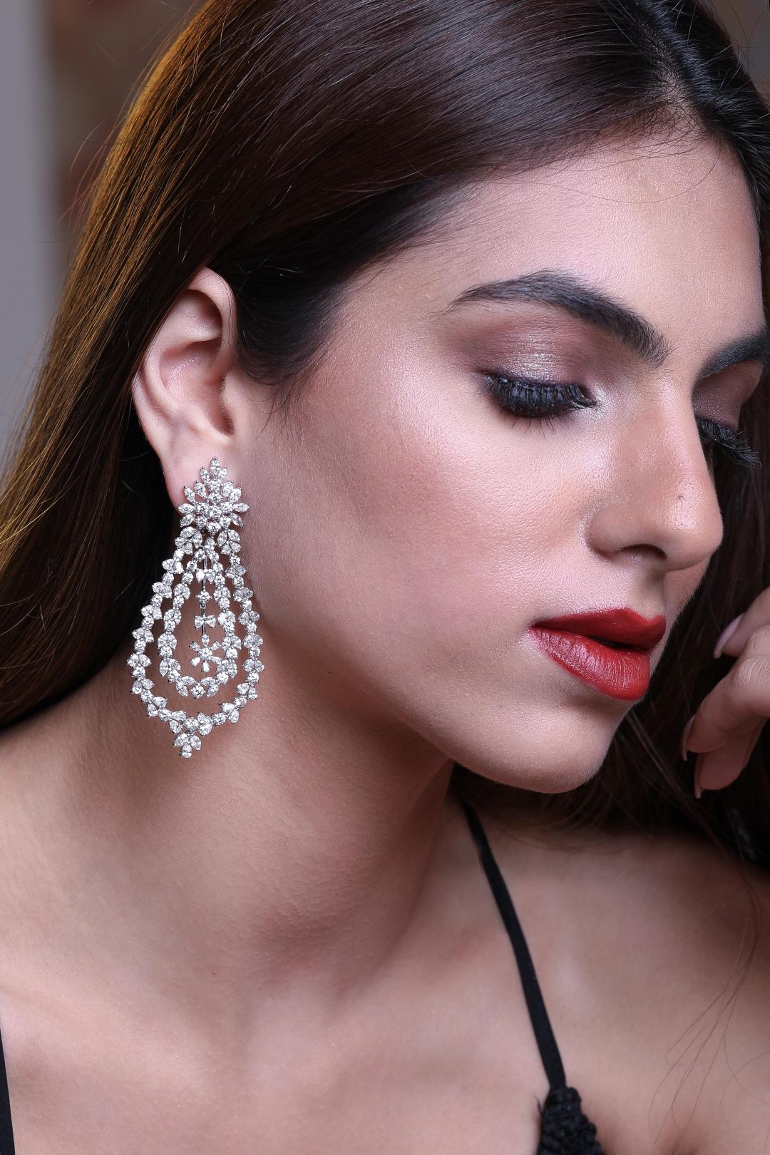 OPERA CHANDELIER' PEAR MARQUISE AND ROUND DIAMONDS EARRINGS
