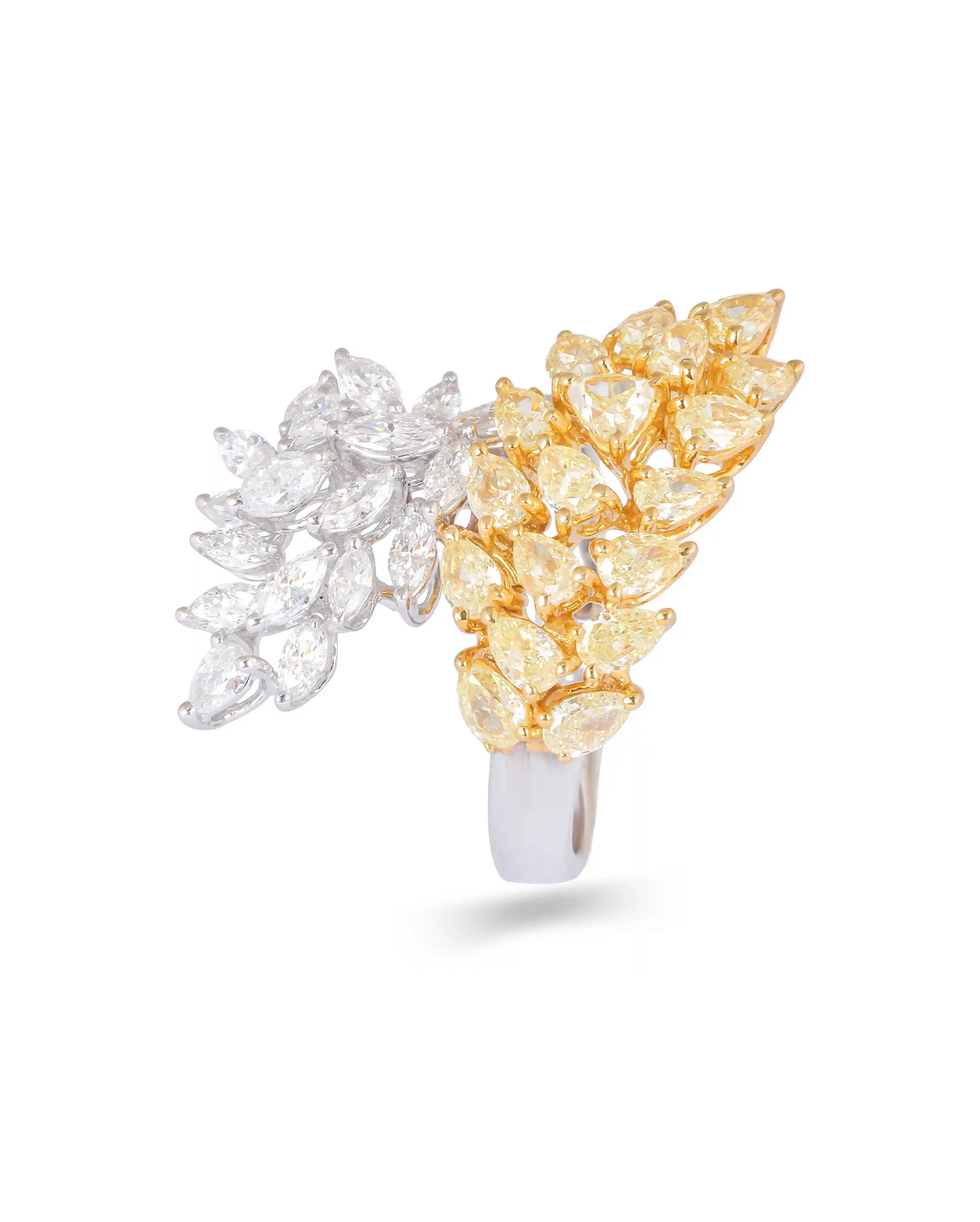 FIERO' Yellow and white diamond cocktail ring