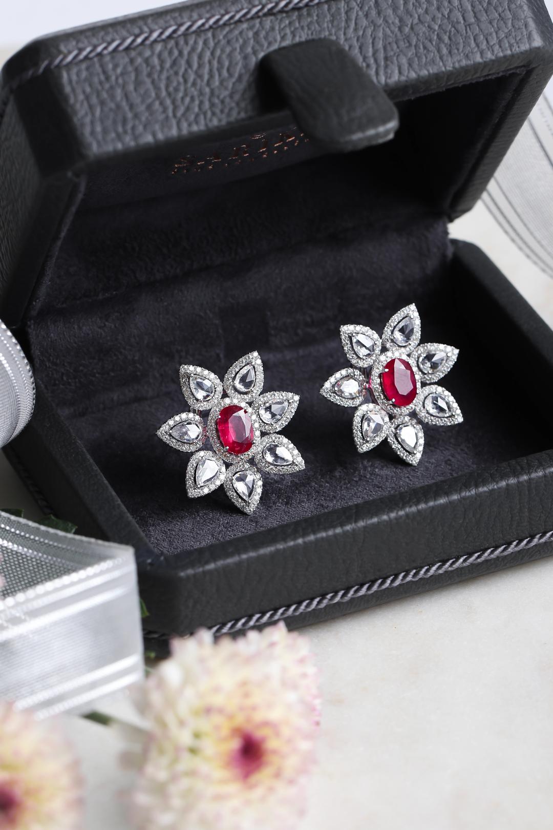 FIORE' Ruby and Diamond stud Earrings
