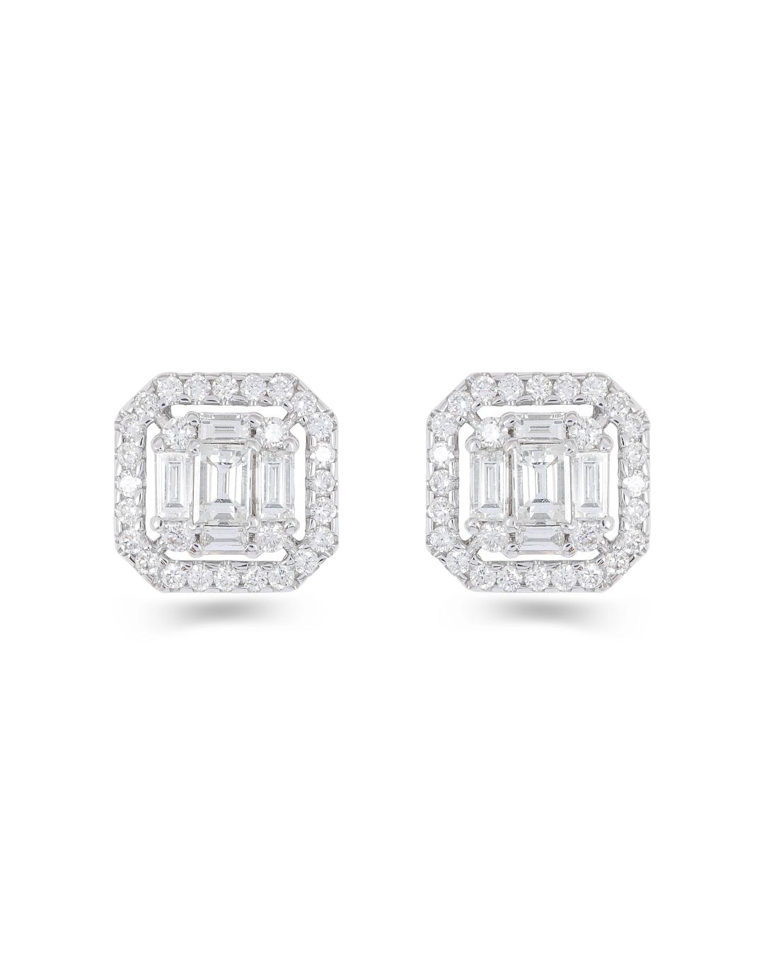 CONSTELLATION illusion set Mini Square Diamond Top Earrings