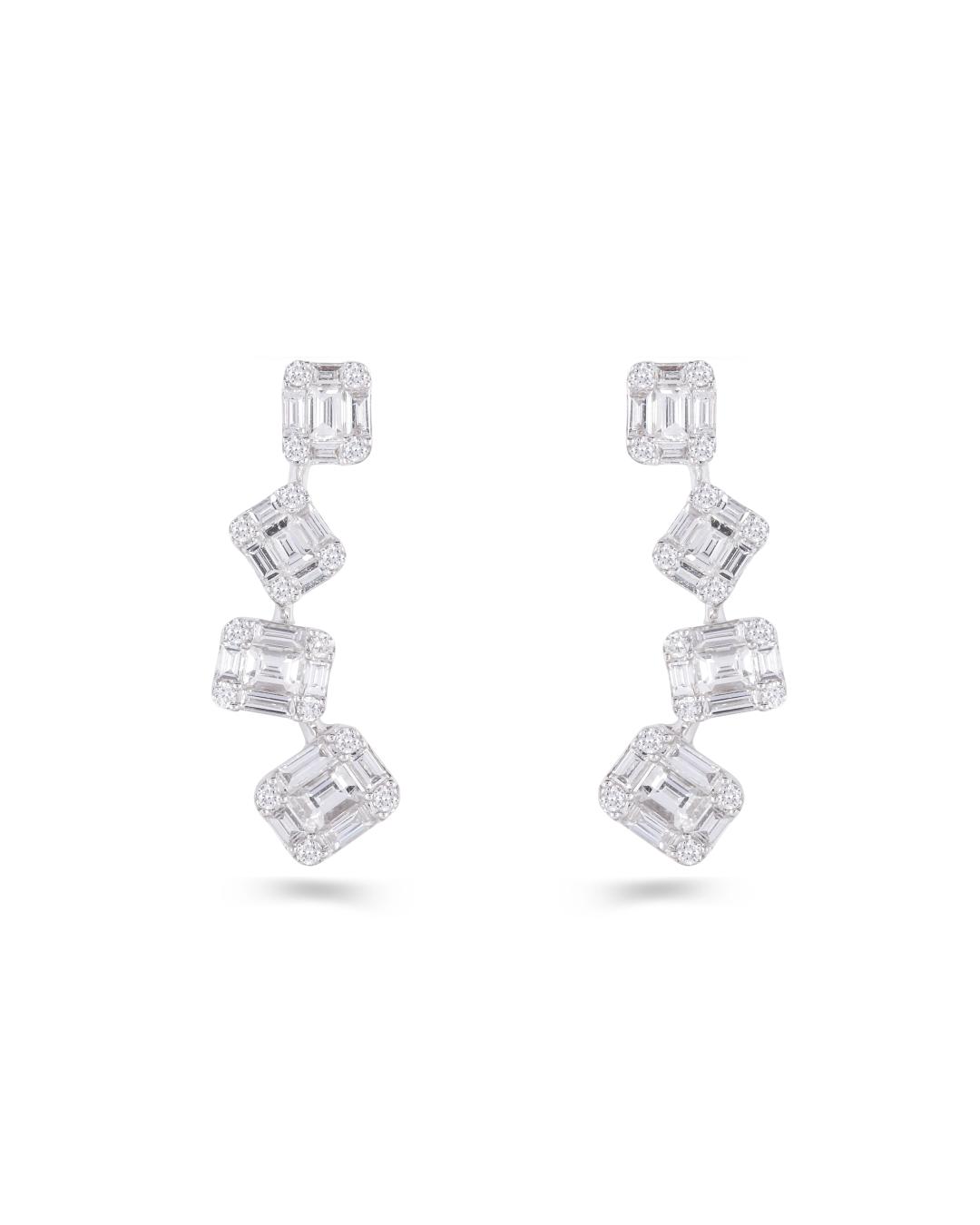 CONSTELLATION' Illusion set Diamond Ear Climber Earrings